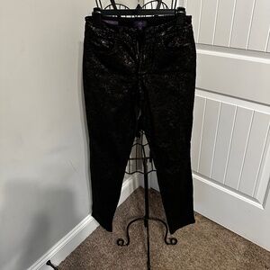 NYDJ Women's Black Metallic & Gold Alina Leggings - Size 2